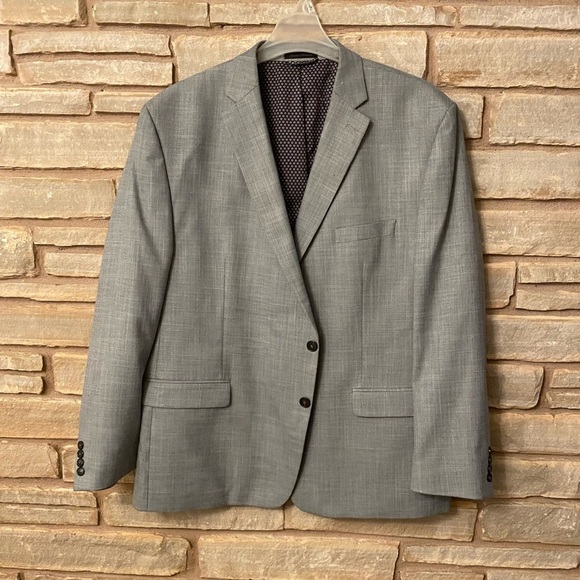 Chaps Ralph Lauren Blazer Sports Suit Coat Size 52R Solid Grey - Picture 3 of 13